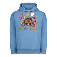 Pigment Pebble Blue Hair Boss Afro Messy Bun With Money Bbs Urban Hoodie - BundleAndBundleShop