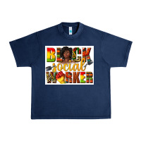 Navy black social worker Urban Heavy Tee - texasbilliewilder