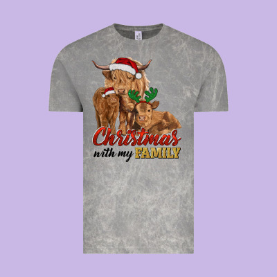 Vintage Tee Cow and Calves Christmas with My Family