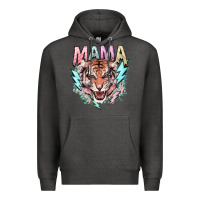 Charcoal Heather mama tiger lightning bolt Premium Hoodie - NancyCooperArtShop