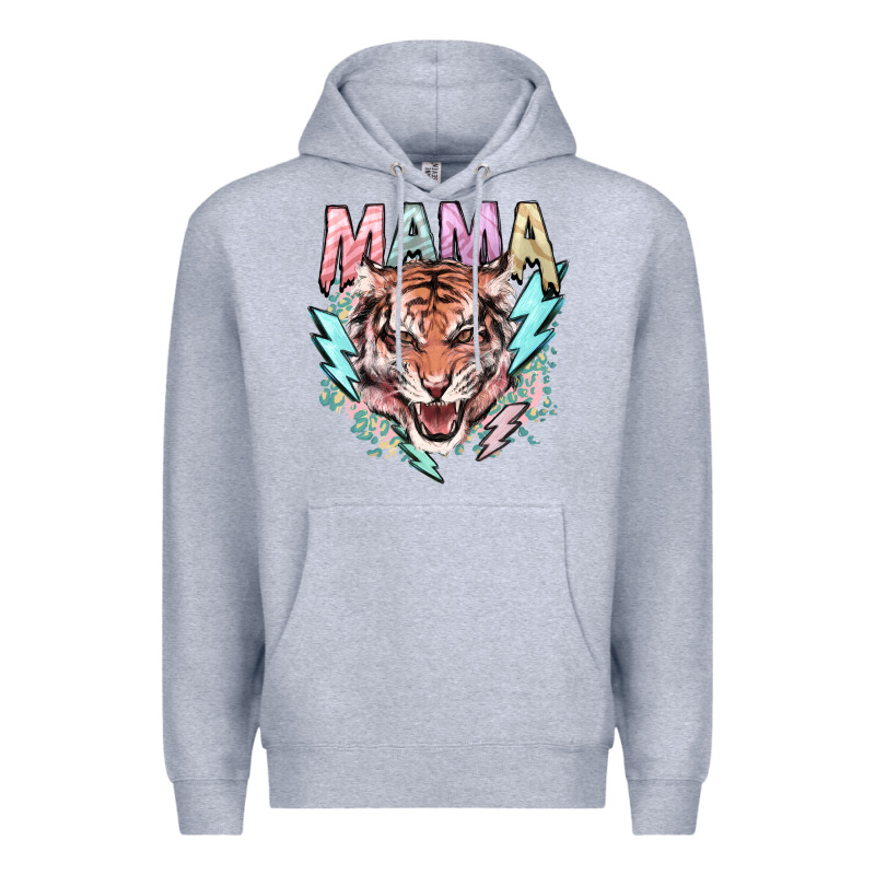 Mama Tiger Lightning Bolt Premium Hoodie by NancyCooperArtShop | Teevron