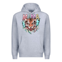 Heather Grey mama tiger lightning bolt Premium Hoodie - NancyCooperArtShop