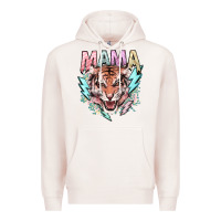 Pale Pink mama tiger lightning bolt Premium Hoodie - NancyCooperArtShop