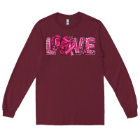 Burgundy Breast Cancer Love Long Sleeve Tee - texasbilliewilder