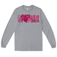 Heather Grey Breast Cancer Love Long Sleeve Tee - texasbilliewilder