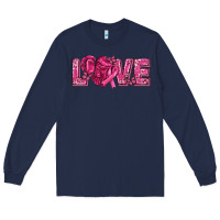 Navy Breast Cancer Love Long Sleeve Tee - texasbilliewilder