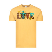 Vintage Mustard love with cross Vintage Tee - texasbilliewilder