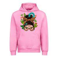 Fuchsia Pink Western  Messy Bun With Cactus Urban Hoodie - BundleAndBundleShop