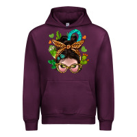 Mauve Wine Western  Messy Bun With Cactus Urban Hoodie - BundleAndBundleShop