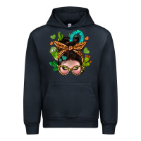 Navy Western  Messy Bun With Cactus Urban Hoodie - BundleAndBundleShop