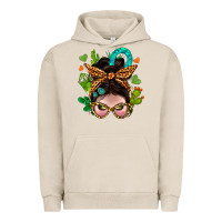 Pigment French Oak Western  Messy Bun With Cactus Urban Hoodie - BundleAndBundleShop