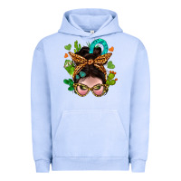 Pigment Grape Ice Western  Messy Bun With Cactus Urban Hoodie - BundleAndBundleShop