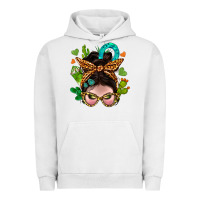 Pigment Lunar Rock Western  Messy Bun With Cactus Urban Hoodie - BundleAndBundleShop