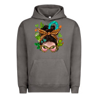 Pigment Tornado Western  Messy Bun With Cactus Urban Hoodie - BundleAndBundleShop