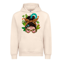 Sandshell Western  Messy Bun With Cactus Urban Hoodie - BundleAndBundleShop