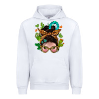 White Western  Messy Bun With Cactus Urban Hoodie - BundleAndBundleShop