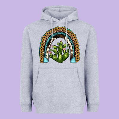 Cactus Rainbow Heavyweight Hoodie Designed By Jahusdesignshop
