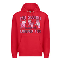Red my sleigh runs on loaded tea Premium Hoodie - MaliasSmallBusiness