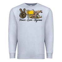 Heather Grey Peace Love Hyenas Premium Sweatshirt - LillyAllenDesigns