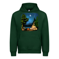 Forest Green Night Glamping Camp With Wine Urban Hoodie - BundleAndBundleShop