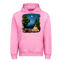 Fuchsia Pink Night Glamping Camp With Wine Urban Hoodie - BundleAndBundleShop