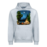 Heather Grey Night Glamping Camp With Wine Urban Hoodie - BundleAndBundleShop