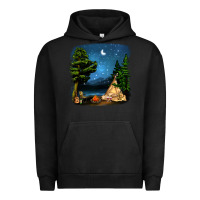 Pigment Black Night Glamping Camp With Wine Urban Hoodie - BundleAndBundleShop