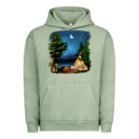 Pigment Oil Green Night Glamping Camp With Wine Urban Hoodie - BundleAndBundleShop