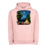 Pigment Salmon Night Glamping Camp With Wine Urban Hoodie - BundleAndBundleShop