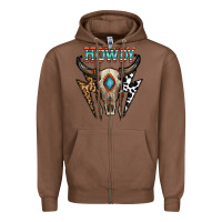 Chestnut howdy boho skull Zipper Hoodie - CowhideDigitalArt