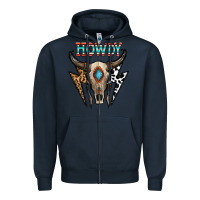 Navy howdy boho skull Zipper Hoodie - CowhideDigitalArt