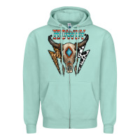 Seafoam howdy boho skull Zipper Hoodie - CowhideDigitalArt