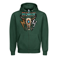 Sports Green howdy boho skull Zipper Hoodie - CowhideDigitalArt