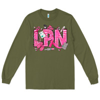 Army Green Breast Cancer LPN Licensed Practical Nurse Long Sleeve Tee - texasbilliewilder