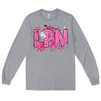 Heather Grey Breast Cancer LPN Licensed Practical Nurse Long Sleeve Tee - texasbilliewilder