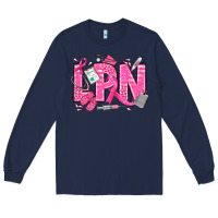 Navy Breast Cancer LPN Licensed Practical Nurse Long Sleeve Tee - texasbilliewilder