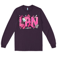 Plum Breast Cancer LPN Licensed Practical Nurse Long Sleeve Tee - texasbilliewilder