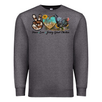 Charcoal Heather Peace Love Jersey Giant Chicken Premium Sweatshirt - LillyAllenDesigns