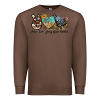 Chestnut Peace Love Jersey Giant Chicken Premium Sweatshirt - LillyAllenDesigns