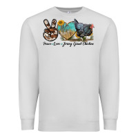 Dove Grey Peace Love Jersey Giant Chicken Premium Sweatshirt - LillyAllenDesigns