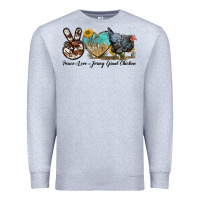 Heather Grey Peace Love Jersey Giant Chicken Premium Sweatshirt - LillyAllenDesigns