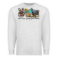 Oatmeal Heather Peace Love Jersey Giant Chicken Premium Sweatshirt - LillyAllenDesigns