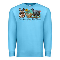 Ocean Blue Peace Love Jersey Giant Chicken Premium Sweatshirt - LillyAllenDesigns