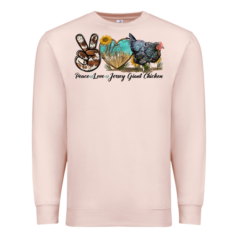 Peace Love Jersey Giant Chicken Premium Sweatshirt by LillyAllenDesigns | Teevron