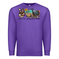 Purple Peace Love Jersey Giant Chicken Premium Sweatshirt - LillyAllenDesigns