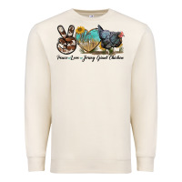 Sandshell Peace Love Jersey Giant Chicken Premium Sweatshirt - LillyAllenDesigns
