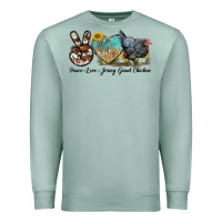 Seafoam Peace Love Jersey Giant Chicken Premium Sweatshirt - LillyAllenDesigns