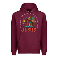 Burgundy in the waiting there was jesus Premium Hoodie - MaliasSmallBusiness