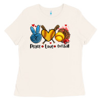 Bone peace love  softball Ladies Tee - AdoDesignShop