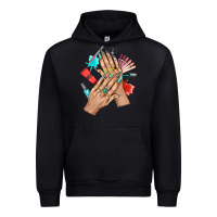 Black Western Nail Art With Nail Material Bbs Urban Hoodie - BundleAndBundleShop